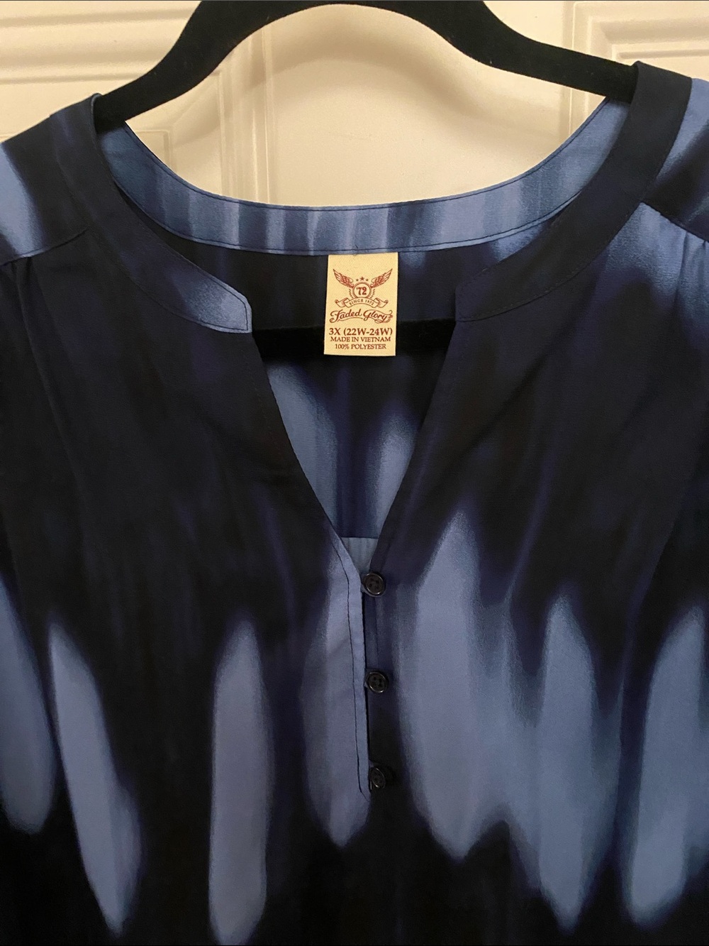 Blue Tie-Dye V-Neck Tunic 22W-24W, 3X - Picture 2 of 3